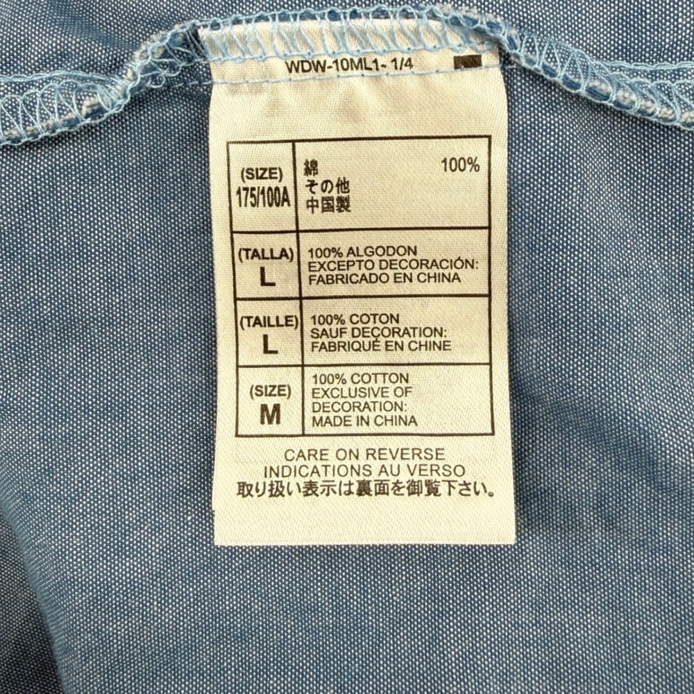Disney Parks M Chambray Mickey Mouse Embroidered Short Sleeve Button Down Shirt - Picture 5 of 7